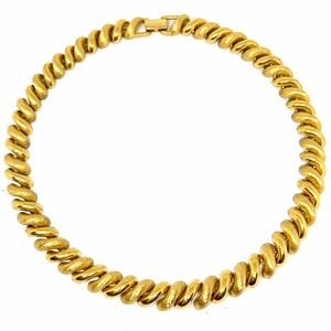 Vintage Signed Napier MCM Half Bubble Chunky 90s Heavy Necklace 16” Gold Tone